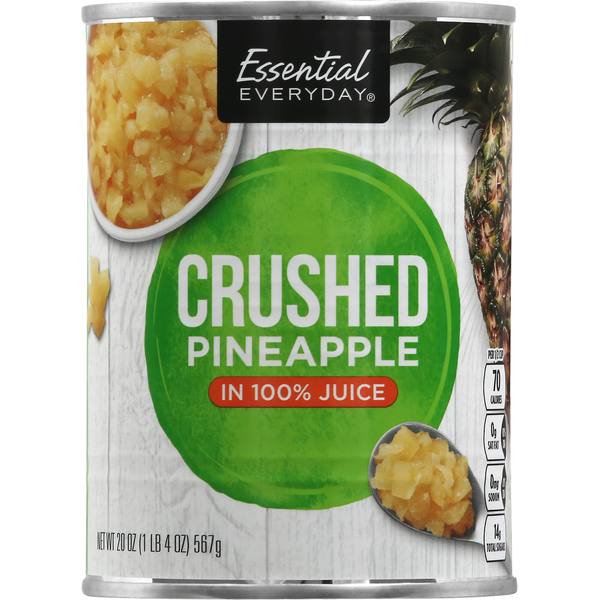 Canned Fruit & Applesauce Essential Everyday Pineapple, in 100% Juice, Crushed hero