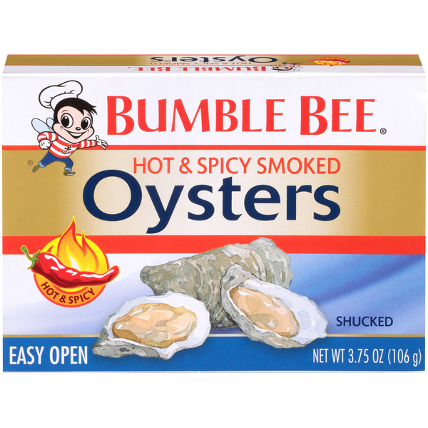 Canned Meat & Seafood Bumble Bee Hot & Spicy Smoked Oysters hero