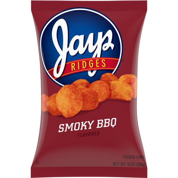 Chips & Pretzels Jays Smoky BBQ Flavored Ridges Potato Chips hero