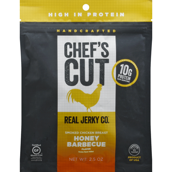 Popcorn & Jerky Chef's Cut Real Jerky Jerky, Smoked Chicken Breast, Honey Barbecue Flavor hero