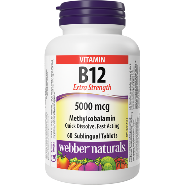 Vitamins & Supplements Webber Naturals Vitamin B12 Extra Strength Methylcobalamin 5000 Mcg hero