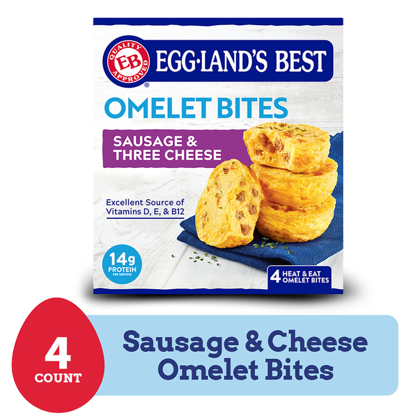 Breakfast Bars & Pastries Eggland's Best Frozen Sausage & Three Cheese Egg Bites, 4 count hero