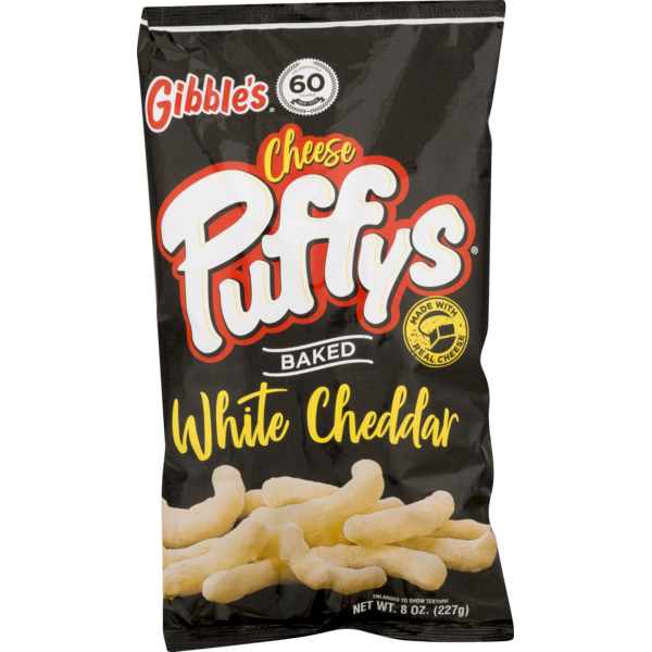 Chips & Pretzels Gibble's Cheese Puffs, Baked, White Cheddar, Bag hero