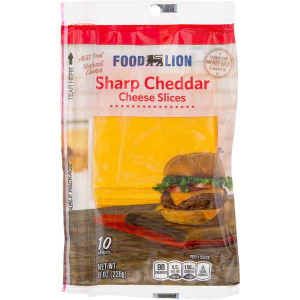 Packaged Cheese Food Lion Natural Sharp Cheddar Cheese Slices hero