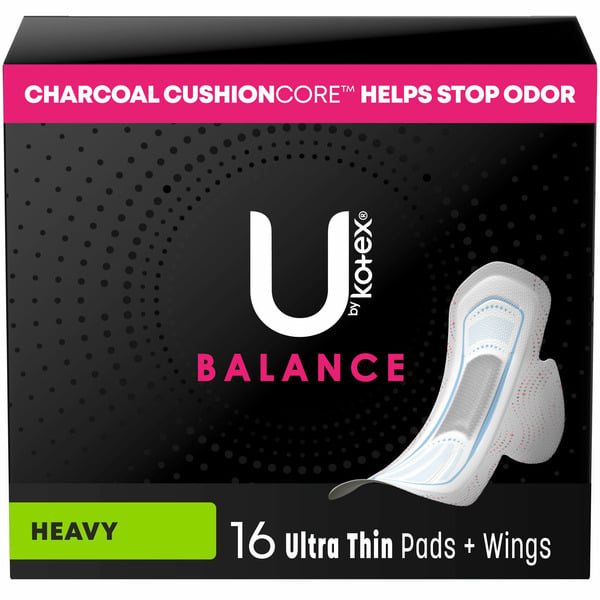 Feminine Care U by Kotex Balance Ultra Thin Pads with Wings, Heavy Absorbency hero