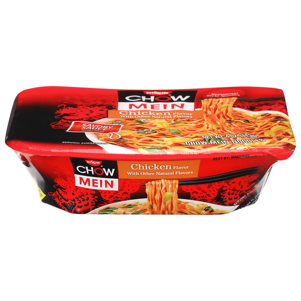 Instant Foods Nissin Chow Mein Noodles, Chicken Flavor, Restaurant Style hero