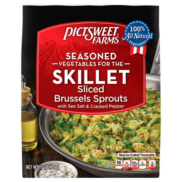 Frozen Vegan & Vegetarian Pictsweet Farms Brussels Sprouts, Sliced, Seasoned hero