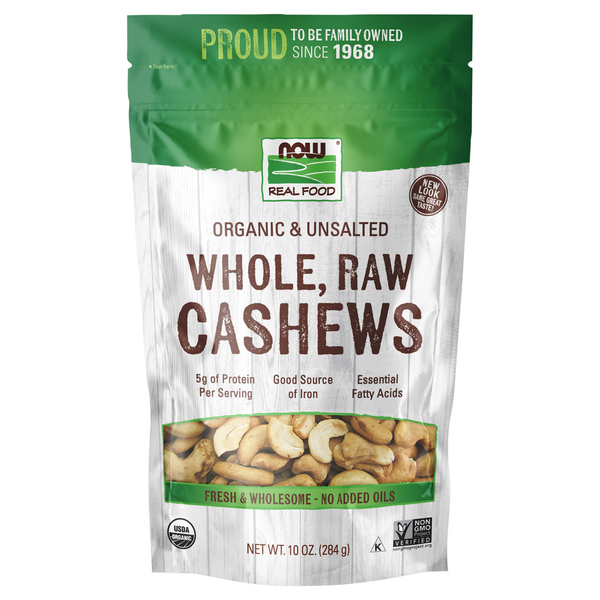 Nuts, Seeds & Dried Fruit NOW Organic Whole Raw Cashews, Unsalted hero