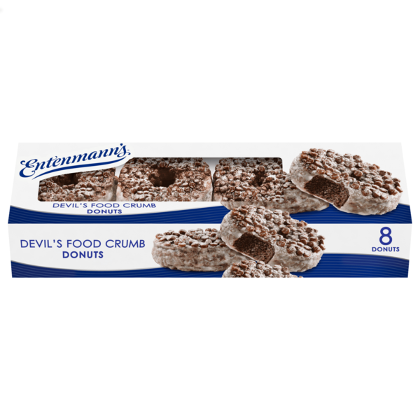 Cookies & Cakes Entenmann's 8 count, Devil's Food Crumb Donuts hero