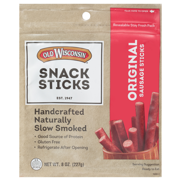 Popcorn & Jerky Old Wisconsin Snack Sticks, Original hero