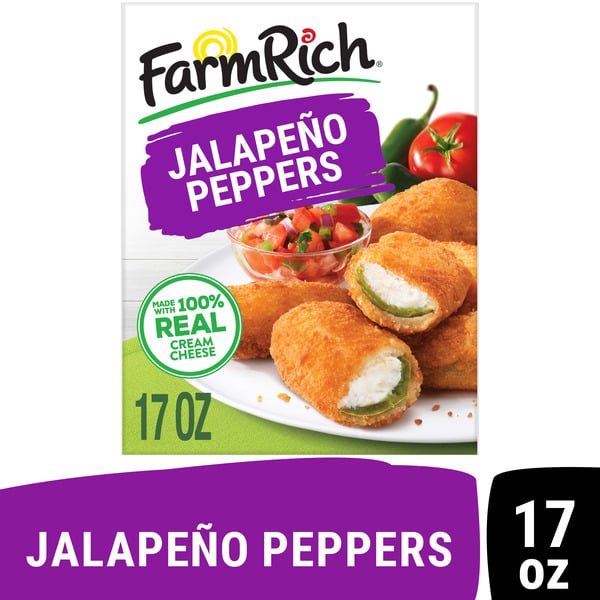 Frozen Appetizers & Sides Farm Rich Breaded Jalapeno Peppers Stuffed with 100% Real Cream Cheese hero