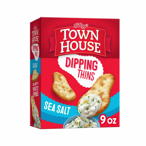 Chips & Pretzels Town House Dipping Thins Baked Snack Crackers, Party Snacks, Sea Salt hero