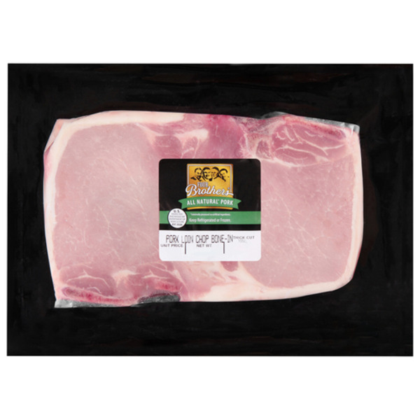 Meat Counter Four Brothers Bone-In Thick Center Cut Pork Loin Chops - Flavor Seal hero