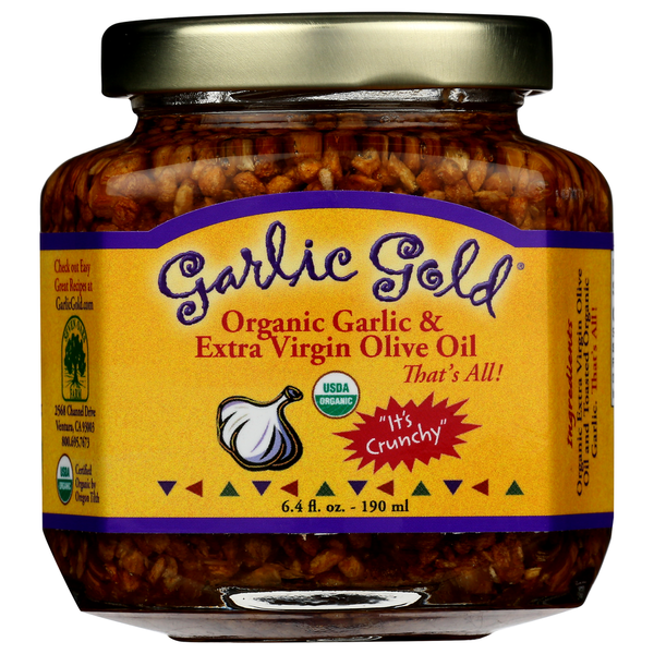 Spices & Seasonings Garlic Gold Usda Organic Garlic In Extra Virgin Olive Oil - Large hero