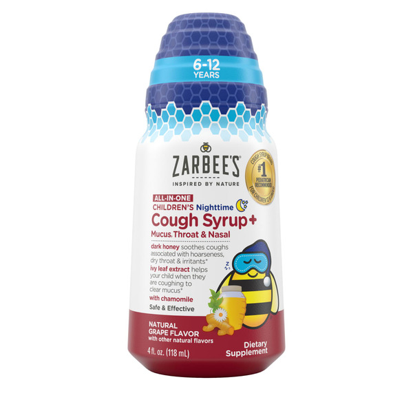 Vitamins & Supplements Zarbee’s Kids All-in-One Cough Nighttime for Ages 6-12, Grape hero