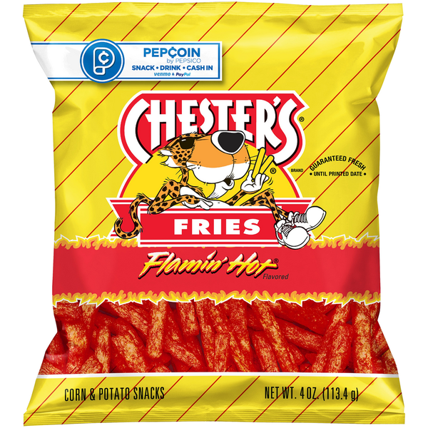 Chips & Pretzels Chester's Flamin Hot Flavored Corn and Potato Snacks hero