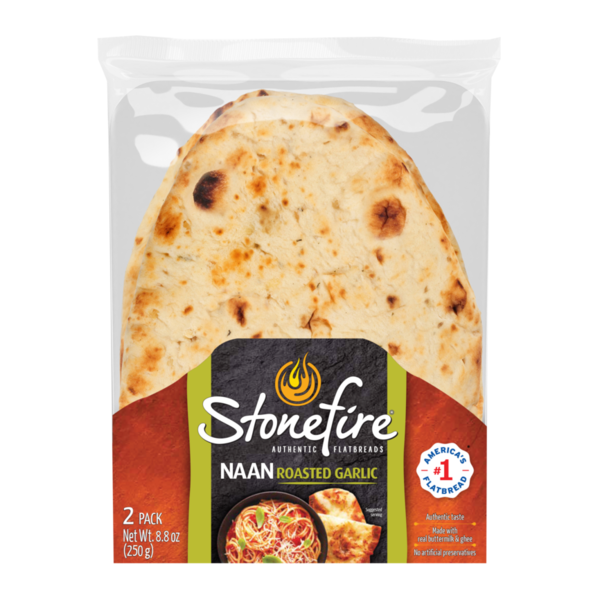 Bread Stonefire Garlic Naan 2pk hero