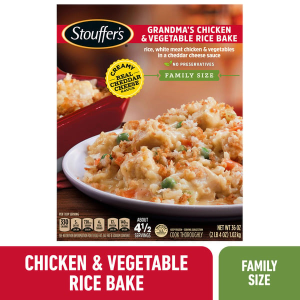 Frozen Meals Stouffer's Family Size Grandma Chicken And Vegetable Rice Bake Frozen Entrée hero