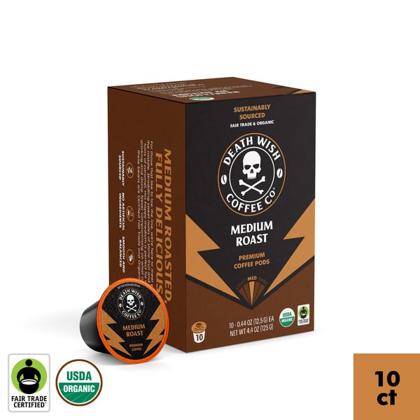 Food Lion Death Wish Coffee Medium Roast Organic and Fair Trade Single Serve Coffee Pods Same Day Delivery or Pickup Food Lion