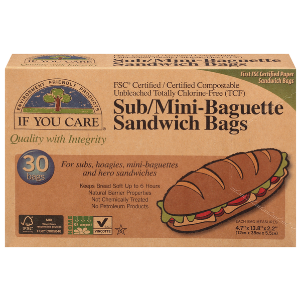 Food Storage If You Care Sandwich Bags, Sub/Mini-Baguette hero