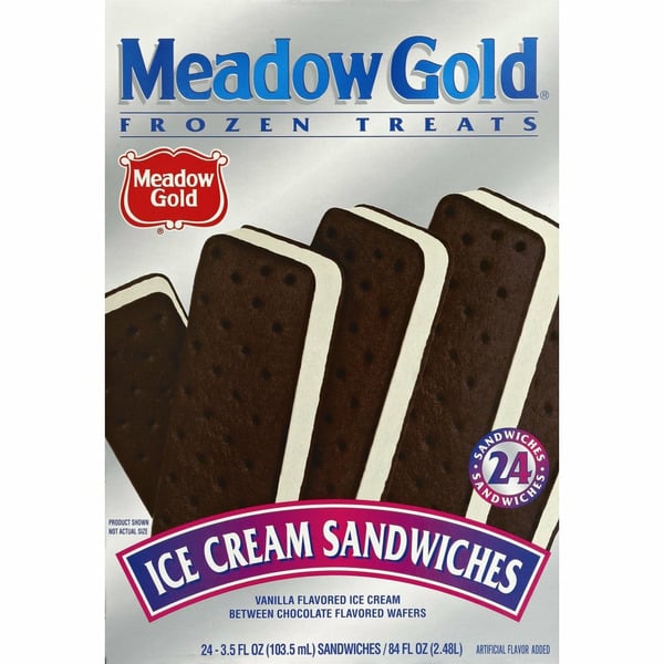 Ice Cream & Ice Meadow Gold ICe Cream Sandwiches Vanilla 3.5 Fluid Ounce 24 Pack hero