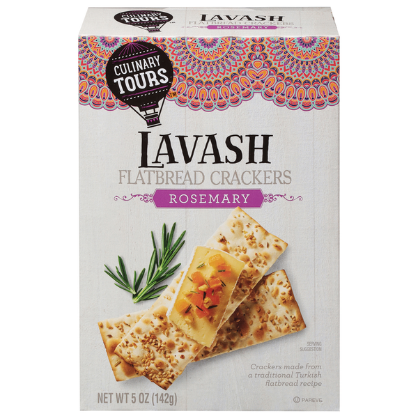 Crackers Culinary Tours Flatbread Crackers, Rosemary, Lavash hero