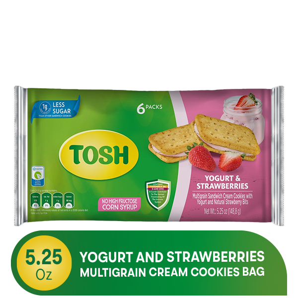 Latino Foods Tosh  Yogurt And Strawberry, Multigrain Cream Cookies hero