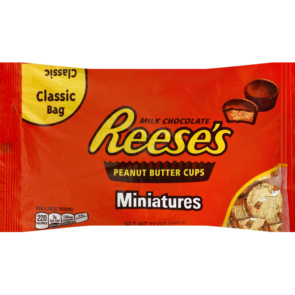 Candy & Chocolate Reese's Peanut Butter Cups, Milk Chocolate, Miniatures, Classic Bag hero