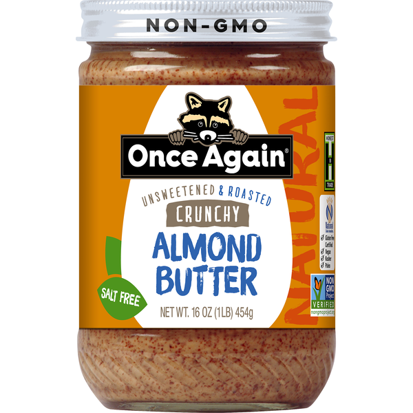 Spreads Once Again Almond Butter, Crunchy, Unsweetened & Roasted, Natural hero