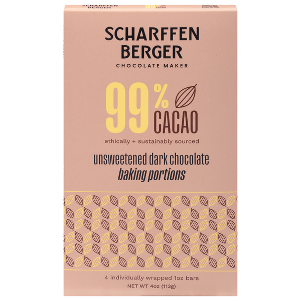 Baking Ingredients Scharffen Berger Dark Chocolate, Unsweetened, 99% Cacao hero