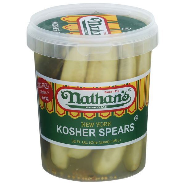 Condiments Nathan’s Famous Pickles, Kosher Spears, New York hero