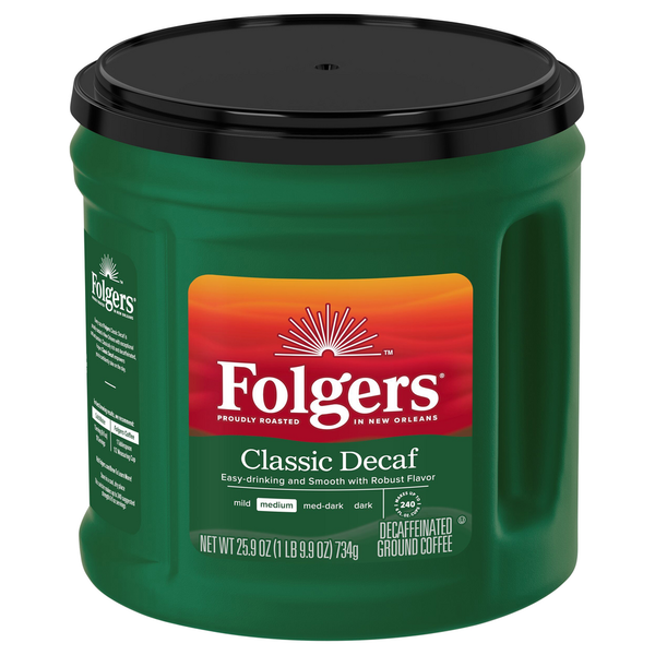 Folgers Coffee, Ground, Medium, Classic Decaf hero