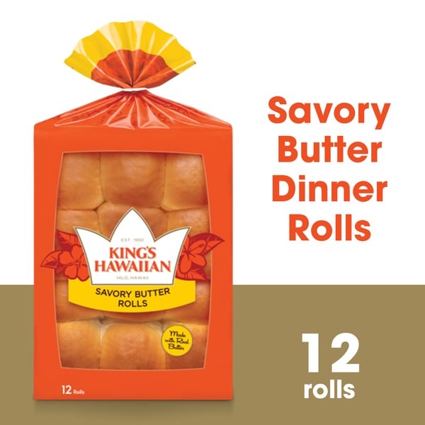 Buns & Rolls King's Hawaiian Savory Butter Rolls hero