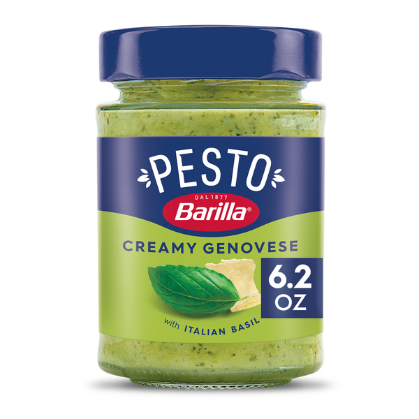 Pasta Sauce Barilla Creamy Genovese Pesto Sauce - Made with Fragrant Basil & Freshly Grated Cheeses hero