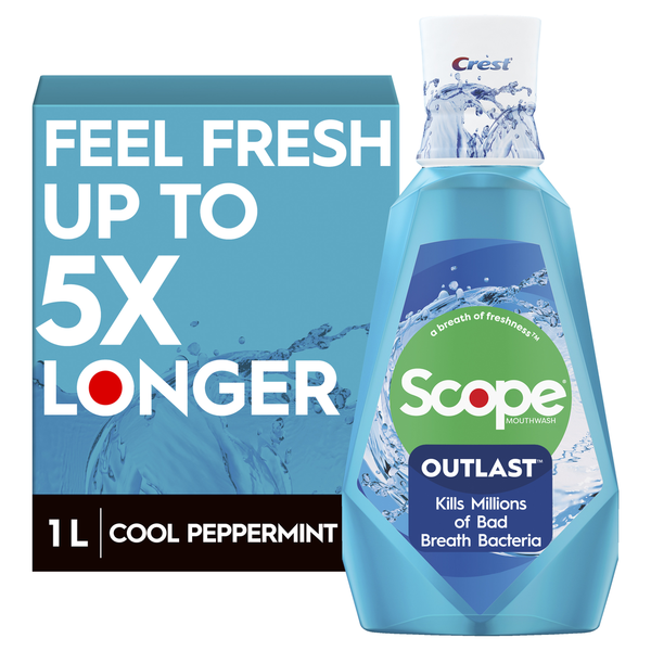 Oral Hygiene Crest Scope Outlast Mouthwash, Long Lasting Peppermint hero