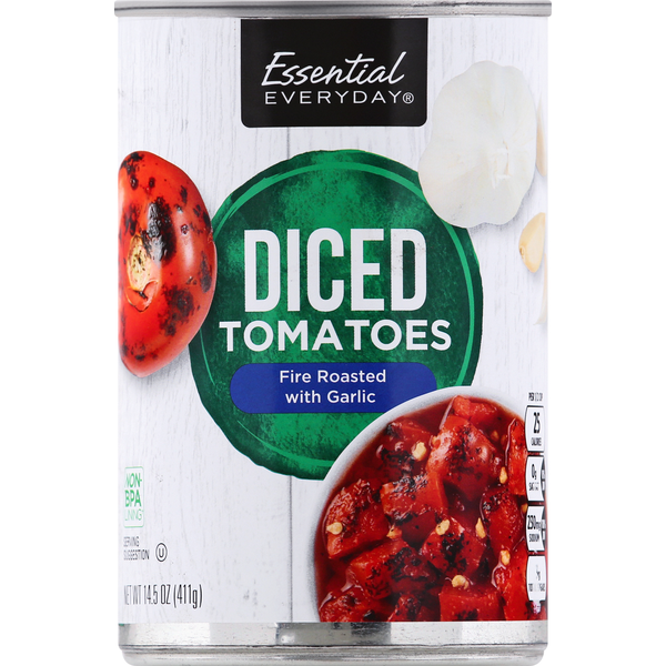 Canned & Jarred Vegetables Essential Everyday Tomatoes, Fire Roasted with Garlic, Diced hero