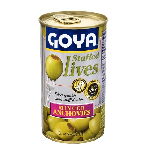 Latino Foods Goya Manzanilla Olives Stuffed with Minced Anchovies hero