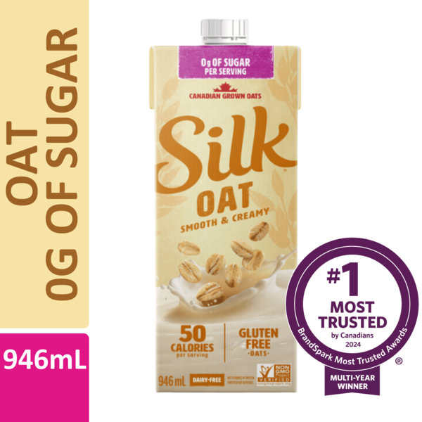 Soy & Lactose-Free Silk Oat Beverage, Plain, Unsweetened, Dairy-Free, Shelf Stable hero