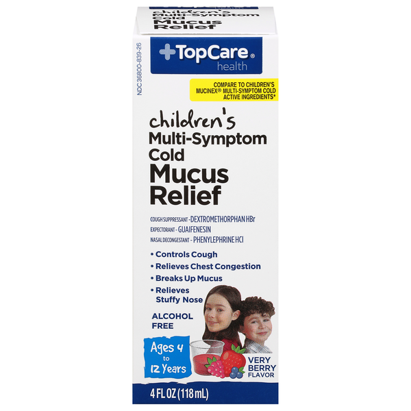 Cold, Flu & Allergy TopCare Mucus Relief, Multi-Symptom Cold, Children's, Very Berry Flavor hero