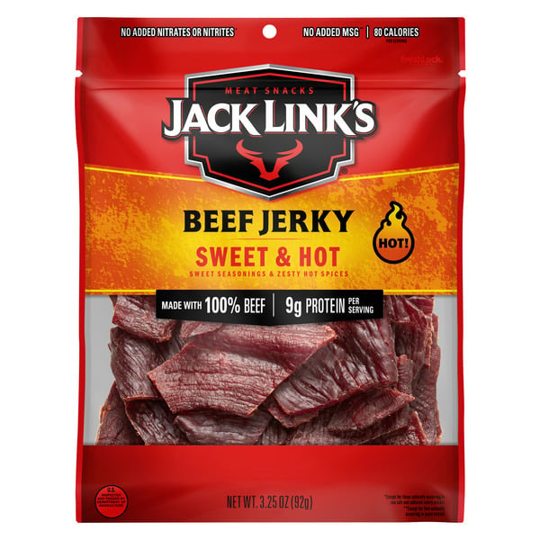 Jerky Jack Link's Beef Jerky, Sweet & Hot, Meat Snacks hero