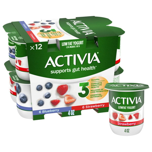 Yogurt Activia Probiotic Blended Lowfat Yogurt Strawberry & Blueberry hero