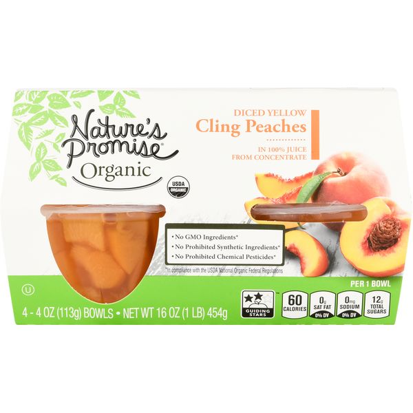 Canned Fruit & Applesauce Nature's Promise Organic Diced Yellow Cling Peaches hero