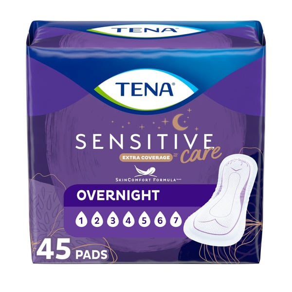 Feminine Care TENA Intimates Sensitive Care Extra Coverage Overnight Incontinence Pads, hero