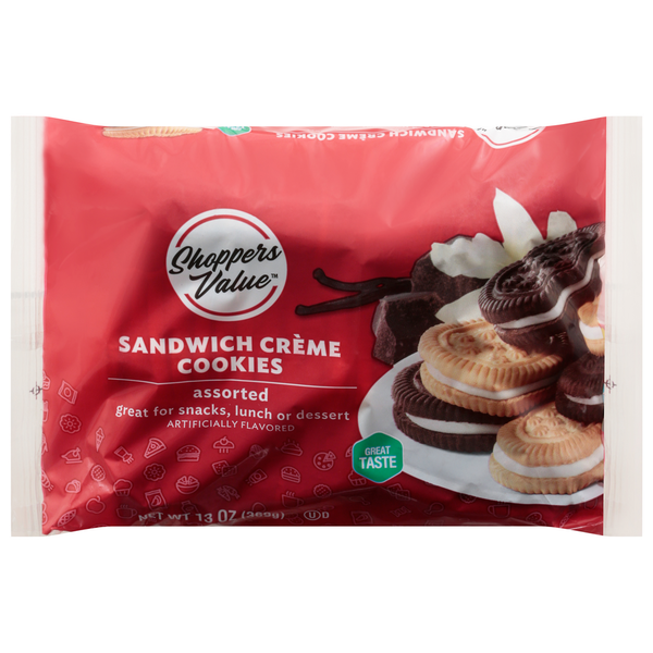 Cookies & Cakes Shoppers Value Cookies, Sandwich Creme, Assorted hero