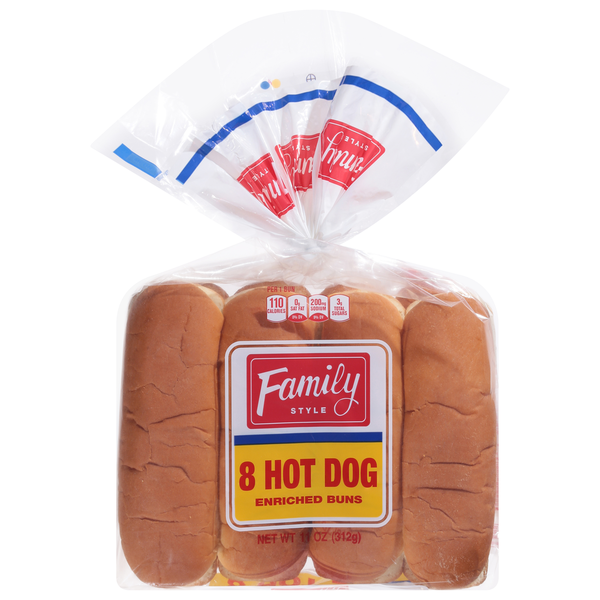 Buns & Rolls European Bakers Buns, Enriched, Hot Dog, Family Style hero