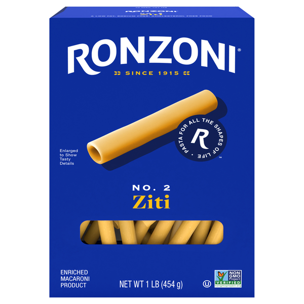 Dry Pasta & Noodles Ronzoni Ziti, 16 oz, Non-GMO Pasta for Thick Sauces and Casseroles hero