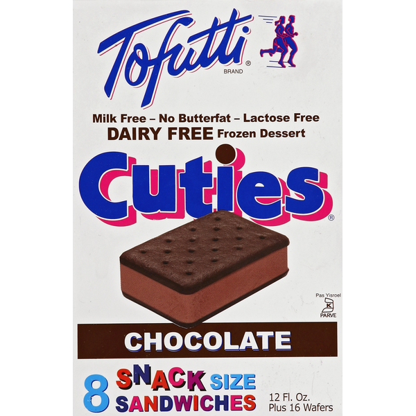 Ice Cream & Ice Tofutti Frozen Dessert, Dairy Free, Snack Size Sandwiches, Chocolate hero