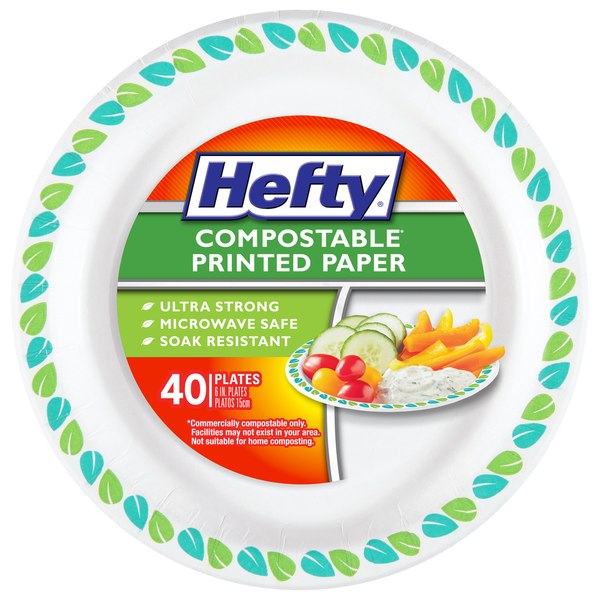 Hefty Plates, Compostable, Printed Paper hero