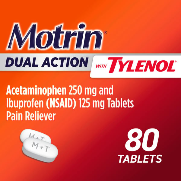 Muscles, Joints & Pain Relief MOTRIN Dual Action With Tylenol, IBuprofen & Acetaminophen hero