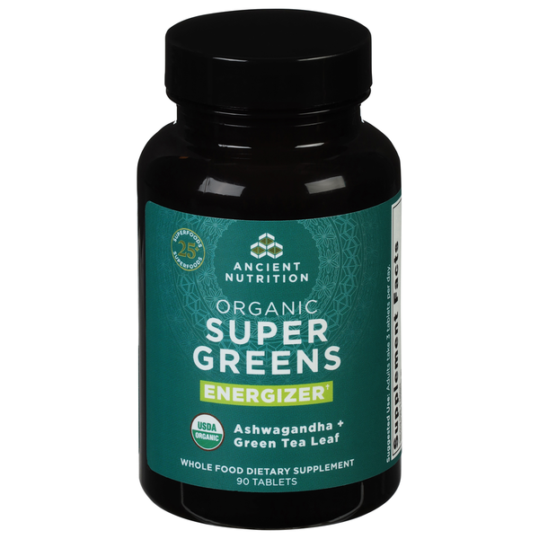 Protein & Meal Replacements Ancient Nutrition Super Greens, Organic, Energizer, Tablets hero